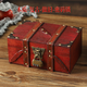 貞嘻生日禮物女男收納鐵盒子帶鎖藥盒開學(xué)宿舍桌面隱私文件證件儲(chǔ)物盒 帶鎖木質(zhì)收納盒【復(fù)古做舊紅色】密碼鎖