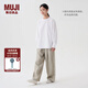 無印良品（MUJI）女式 麻 寬版褲  褲子女款早秋款寬松休閑褲 女裝 BE1SKC4A 淡黃色 XL （165/74A）