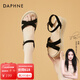 達芙妮（DAPHNE）女士涼鞋春夏季新款平底松糕百搭厚底坡跟仙女風(fēng)女鞋水鉆羅馬鞋 黑色 (跟高4.5厘米) 38 (240mm) 標準碼