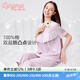 蘭卓麗（Langerie）純棉家居服女上下套裝短袖雙層防凸點(diǎn)舒適透氣睡衣薄款2025夏季 馬卡龍紫 XL (170)
