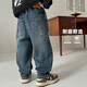 海媽家男童牛仔褲春秋款兒童褲子男孩時(shí)髦寬松長(cháng)褲2025新款童裝大童褲子