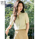 她享法式優(yōu)雅短袖襯衫女v領(lǐng)系帶綠色襯衣小衫通勤百搭上衣女T52S004