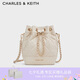 CHARLES&KEITH絎縫菱格鏈條水桶包雙肩包女生日禮物七夕禮物CK2-10701506