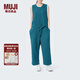 無印良品（MUJI） IDEE 女式 人字紋 連體褲 女士褲子  GAD59C4S 深藍色 L  (165/88A)