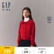 Gap【大小童同款】女童翻領(lǐng)針織衫毛衣683620 紅色 100 cm(2-3歲)亞洲尺碼