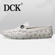 DCK豆豆鞋男鞋春季新款一腳蹬商務(wù)休閑皮鞋男士軟底輕便英倫風(fēng)樂(lè )福鞋 米白色 【標準皮鞋碼】 41 (255mm)