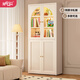 阿格貝貝法式書(shū)柜帶玻璃門(mén)鋼制書(shū)架客廳整墻柜子落地防塵書(shū)架儲物置物柜 四門(mén)拱形門(mén)【2M高0.8M寬】 鋼化玻璃【奶油白】