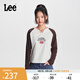 Lee24秋冬新品舒適版撞色插肩袖米白色女長袖T恤休閑LWT0089203RX 米白色 M
