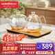 金灶（KAMJOVE）涌泉式自動(dòng)上水電熱水壺 玻璃燒水壺家用智能保溫電茶壺茶具電茶爐茶臺(tái)燒水壺一體 0.8L H9 (20*37cm)豎版按鍵
