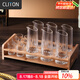 CLITON豎紋白酒杯分酒器100ml酒具套裝 一口小酒杯分酒壺酒盅6壺6杯