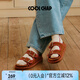 COOLCHAP勃肯鞋女手工進口牛反絨雙扣一字拖外穿軟底新款時尚涼拖鞋子 粉色沙海  標準版 37
