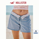 HOLLISTER25夏季新款baggy風(fēng)辣妹Y2K翻腰牛仔短褲女裝KI349-5172 中間色水洗 （腰頭花紋深淺隨機發(fā)貨） 23 160/58A 000標準版