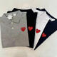 CdG Play經(jīng)典川久保玲POLO衫男女夏季純棉t恤短袖刺繡愛心Polo領(lǐng)衣服上衣 白色+黑心 M 115-130斤