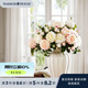 Harbor House 美式假花仿真花擺件飾品三杈英國仿真玫瑰花裝飾花絹花高級軟裝 粉紅色- 1支