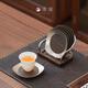 清瀾（QINGLAN）純鈦茶杯墊功夫茶具黑檀實(shí)木茶杯托創(chuàng  )意隔熱墊茶道茶墊套茶具配件 鈦木結合杯墊_套組