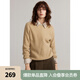 ELLE【100%綿羊毛】寬松圓領(lǐng)毛衣女2024冬裝新款慵懶軟糯毛針織衫 卡其 L