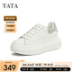 他她（TATA）小白鞋2025夏季新款奶油泡泡厚底女鞋增高松糕鞋板鞋 白/銀（跟高6cm） 35