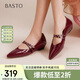 百思圖25秋瑪麗珍鞋簡(jiǎn)約尖頭淺口女單鞋A3191CQ5 紅色 37