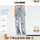 LALABOBO[防曬防紫外線]趣味闊腿褲女2025夏新款寬松百搭長(zhǎng)褲LBEB-WXZC22 藍(lán)色 輕薄 L