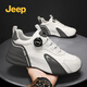 Jeep吉普男鞋2026春夏新款皮面免系帶老爹鞋戶(hù)外防滑登山鞋休閑運動(dòng)鞋