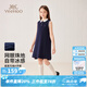 英氏（YEEHOO）女童連衣裙兒童裙子夏季時(shí)尚學(xué)院風(fēng)背心裙夏裝新款百搭中大童裝 盛夏學(xué)院深藍(lán) 【涼感透氣】 165 cm 【順豐包郵&極速達(dá)】