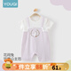 優(yōu)奇嬰兒連體衣夏季薄款女寶寶哈衣女嬰幼兒假兩件哈衣服夏裝外出爬服 紫色 73cm