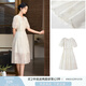 香影白色天絲連衣裙女2025夏季新款圓領(lǐng)燈籠袖抽繩國(guó)風(fēng)收腰仙女裙 米白 L 165/88A/110-125斤