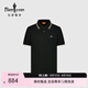 比音勒芬（Biemlfdlkk）【功能棉】夏季新款男士上衣時(shí)尚撞色條翻領(lǐng)親膚干爽短袖polo衫男 07黑色 XL （110）