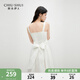 秋水伊人優(yōu)雅時(shí)尚方領(lǐng)花苞裙2025年夏季新款女百搭修身收腰連衣裙 本白 M