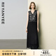 顏域V領(lǐng)收腰背心連衣裙女2025夏季新款高級(jí)感氣質(zhì)假兩件無袖長(zhǎng)裙 黑色 L