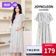 婧麒（JOYNCLEON）孕婦裝連衣裙夏季2025新款孕媽高級穿搭大碼氣質(zhì)收腰寬松裙子 水墨藍（法式連衣裙） XL