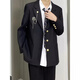 畫枕眠（HUAZHENMIAN）日系學(xué)院風(fēng)男生dk西裝制服外套西服學(xué)生痞帥西服春夏秋季2025新款 黑色 5XL