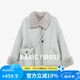 Basic House/百家好韓版翻領(lǐng)皮毛一體外套秋冬加厚毛毛上衣機車服 湖藍色 L