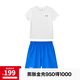 安德瑪（Under Armour）兒童夏季運(yùn)動套裝夏款短褲短袖套裝男大童短袖梭織短褲套裝 白T藍(lán)短褲 160