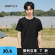 三福2025夏季新款短袖t恤男女圓領(lǐng)純色上衣情侶款白色休閑打底衫 圓領(lǐng)-黑色 L