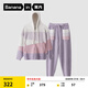 蕉內(nèi)絨絨5系情侶睡衣男女士加絨加厚拼色家居服套裝連帽開衫款秋冬季 【女士開衫】芋粉拼色 L