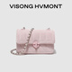 VISONG HVMONT生日禮物送女友包包女包2025新款小香風(fēng)菱格鏈條包單肩斜挎小方包 粉色