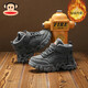 大嘴猴童鞋冬季兒童雪地靴男童二棉加絨鞋女童中大童棉鞋防滑保暖運動(dòng)鞋 黑/灰 37 （適合腳長(cháng)23.3)