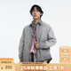 KAMA卡瑪字母刺繡工裝外套2025新款秋季情侶重工洗水時尚翻領 灰色 M
