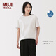 無(wú)印良品（MUJI）女式?jīng)龈蟹雷贤饩€蝙蝠袖T恤 短袖上衣打底衫女款涼感物語(yǔ)硬核防曬 白色 M (160/84A)