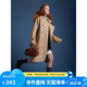 ELLE KIDS春秋款英倫風(fēng)大口袋刺繡長(zhǎng)款風(fēng)衣女童舒適耐穿復(fù)古防風(fēng)外套 咖色