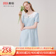 美標(biāo)（MEIBIAO）商場(chǎng)同款短袖純棉睡裙女春夏全棉睡衣甜美連衣裙公主風(fēng)棉紗家居服 寶貝藍(lán)（雙層棉紗） XL (170/92A)