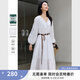 梵希蔓白色萊賽爾鏤空刺繡連衣裙女2025春季新款V領(lǐng)長(zhǎng)袖收腰裙子 A0380 白色 L