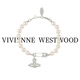 薇薇安·威斯特伍德（Vivienne Westwood）西太后官方珍珠土星手鏈項鏈兩用輕奢禮物送女友老婆生日驚喜 銀色-珍珠別針手鏈