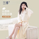 蘭繆睡袍女款春秋季浴袍純棉女士長(cháng)袖秋冬秀睡衣春秋款女2025新款 主圖款ZX9603女杏色英文 XL 120-140斤