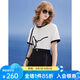 唐可娜兒（DKNY）2024春夏新品女經(jīng)典撞色盤(pán)帶繡LOGO正肩短袖T恤女裝 白色 XL(170/92A)