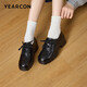 意爾康女鞋秋冬英倫風(fēng)小皮鞋系帶復古深口鞋通勤單鞋 13423W 黑色   35