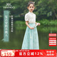 英氏（YEEHOO）兒童漢服女童馬面裙中大童裝新中式雪紡國風(fēng)半身裙子夏 藍色 165
