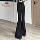 蜜樂(lè )奇小個(gè)子微喇叭褲女2026春秋新款黑色高腰修身顯瘦彈力休閑西裝褲 黑色小個(gè)款 (身高148-157) L