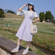 紫洛妮初中生背帶裙夏裝連衣裙2025新款少女假兩件洋氣休閑高中學生裙子 紫色 XL